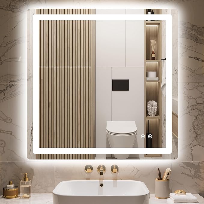 Delma LED Bathroom Mirror with Lights, 30x30 Vanity Mirror by Delma