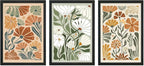 YWJKWLGS Mid Century Boho Wildflower Wall Art Set of 3, 11x16 Inch Black Framed by Unknown