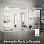 40x30 Inch LED Mirror for Bathroom, Brushed Sliver Metal Frame Lighted Vanity - Image 5