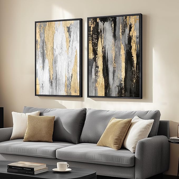 Large Framed Black and White Abstract Wall Art by Cuspin