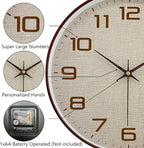 Woodgrain Wall Clock, Silent Non-Ticking Battery Operated Clock 10 Inch - Image 7