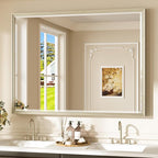 Keonjinn 48" x 36" Brushed Nickel Bathroom Vanity Mirror, Decorative Aluminum by Keonjinn