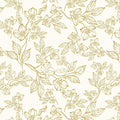 Ismoon Floral Wallpaper Peel and Stick Vintage Flower Beige and Gold Contact by Ismoon