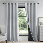 FMFUNCTEX 100% Light Grey Blackout Curtains by Fmfunctex