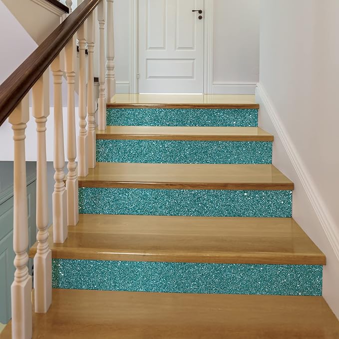 CRE8TIVE Teal Blue Glitter Wallpaper Border Peel and Stick Wall Border Sparkle - Image 3