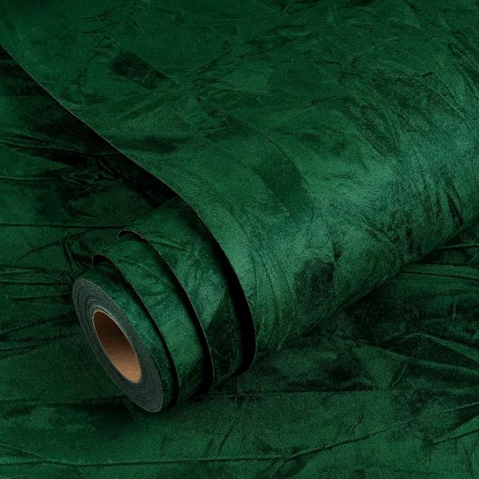 YENHOME Emerald Green Wallpaper Stick and Peel 17.7"X200" Green Peel and Stick by Yenhome