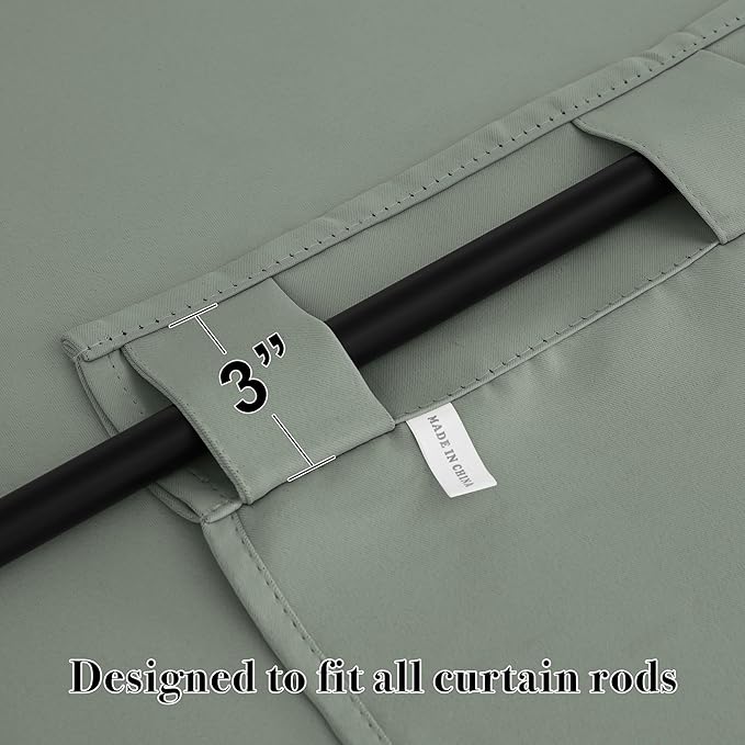 RYB HOME Sage Green Curtains, Small Window Curtains Tiers - Image 2