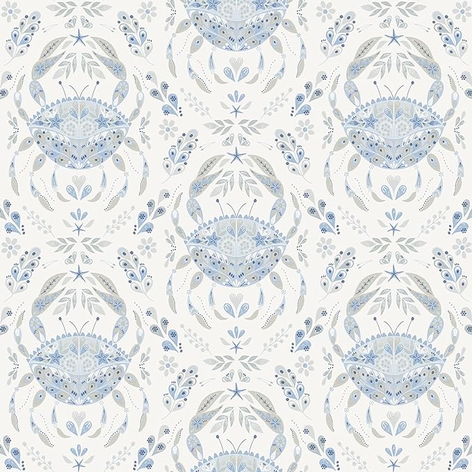 NuWallpaper by WallPops Blue Shellby Peel & Stick Wallpaper by NuWallpaper