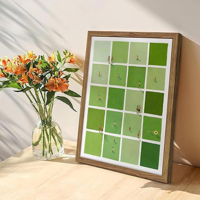 Framed Modern Green Wall Art, Minimalist Summer Swimming Pool Canvas Wall Decor - Image 6