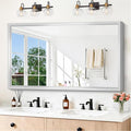 60x36 Inch Brushed Silver Bathroom Mirror, Large Rectangular Mirror by WelcometoCIVENO