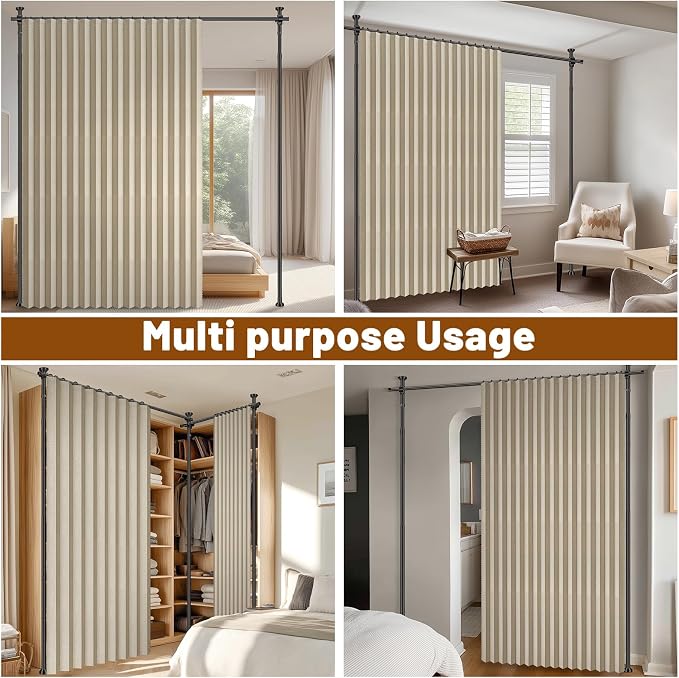 100% Blackout Room Divider Curtains Sets Beige W100 x L96 in, 1 Panel Curtain - Image 5