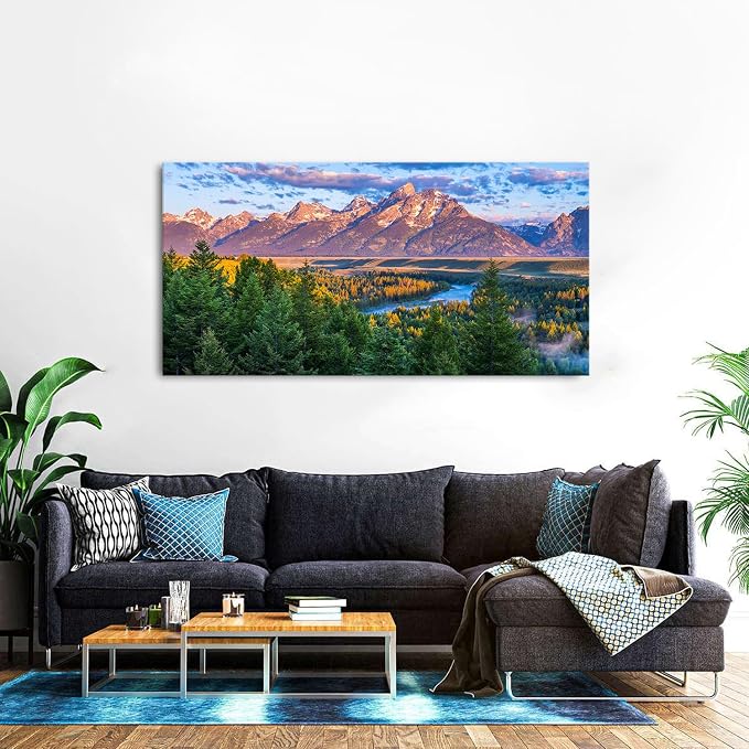 Grand Teton Mountain Wall Art Sunset Nature National Park Posters Oxbow Bend - Image 5