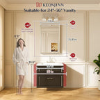 Keonjinn Brushed Nickel Bathroom Mirror 24" x 36", Sculpted Wide Frame - Image 2