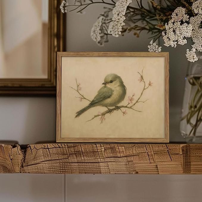 Vintage Bird Wall Art, Cherry Blossom Spring Pictures Canvas Wall Decor - Image 2