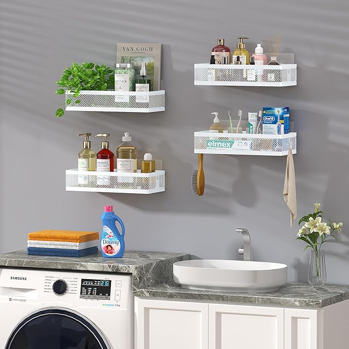 PUSDON Mesh Shower Caddy Wall Mount, Heavy Duty Adhesive Bathroom Shelf - Image 8