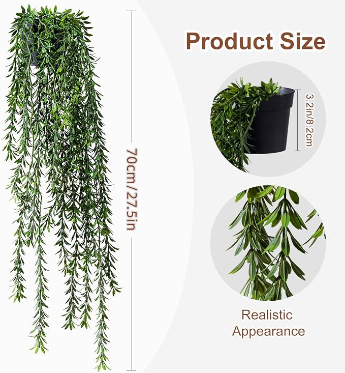 Artificial Hanging Plant 2 Pcs Faux Plant Ivy Vine Faux Eucalyptus Vines Fake - Image 2