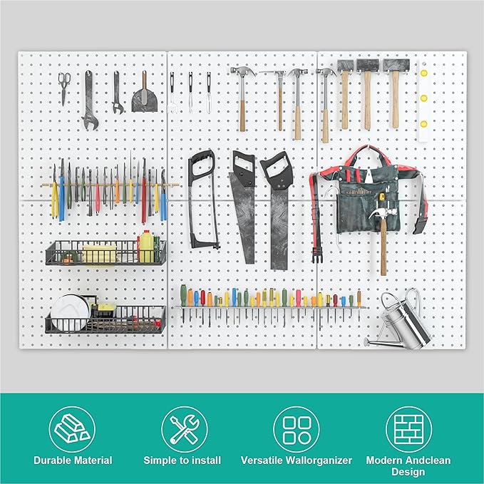 Peg Board, 16”×16”Large Heavy Duty Metal Pegboard Panels - Image 5