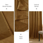NICETOWN Gold Brown Velvet Curtains, Luxury and Soft Thermal Insulated Velvet - Image 6