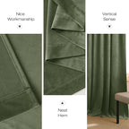 NICETOWN Sage Green Extra Wide Velvet Curtains 84 inches Long 2 Panels - Image 7