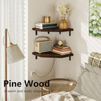 Alsonerbay Corner Shelf Wall Mount, Rustic Wood Shelves - Image 3