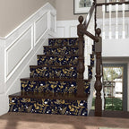 Extra Long Dark Navy Vintage Floral Wallpaper 17.5In x 393In Boho Peelable - Image 5