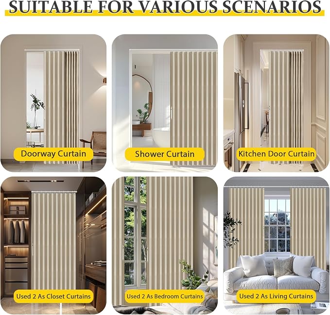 AJAZZ 100% Blackout Magnetic Door Curtain Accordion Doors Interior Folding - Image 5