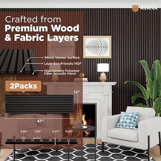 Avana Modern Acoustic Wood Wall Panels – 47.2 x 12.6 Inch Smoke Oak Acoustic - Image 4