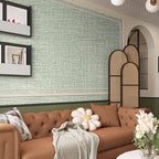 Green Grasscloth Peel and Stick Wallpaper 17.3"x480" Faux Linen Textured - Image 7