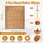 DoubleFill 2 Pcs Bamboo Shades Outdoor Reed Roll up Blinds 60 W x 72 H Blackout - Image 2