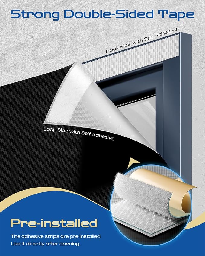 37" W x 36" L 100% Portable Blackout Curtains, Total Darkness No-Drill Black - Image 2