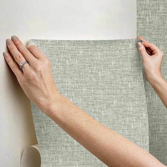 NuWallpaper Sage Poplin Peel and Stick Wallpaper - Image 7