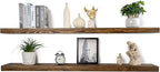 72 Inch Floating Shelves Set of 2, 8-in Deep High End Real Solid Wood Floating - Image 4