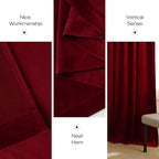 NICETOWN 90 inch Long Red Velvet Textured Thermal Curtains Draperies - Image 8