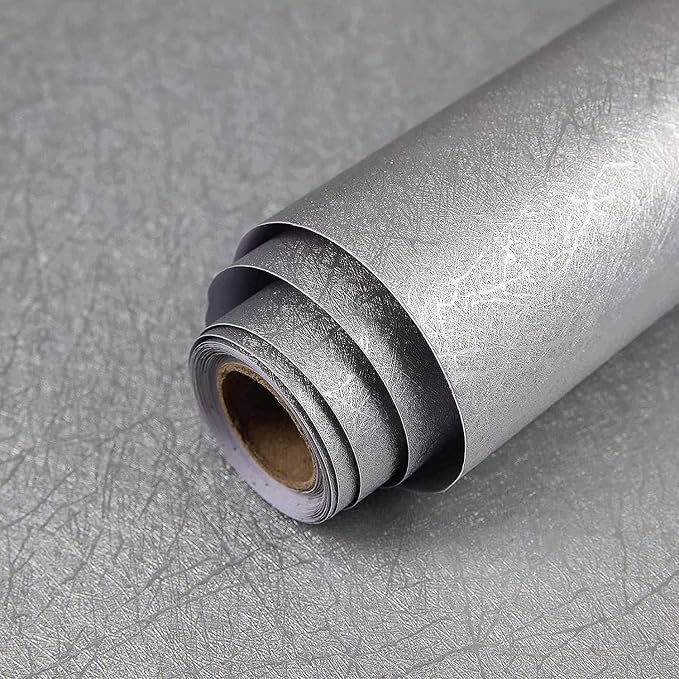 Abyssaly Silver Grey Peel and Stick Wallpaper, Embossed Self Adhesive Gray by Abyssaly