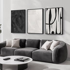 Large Framed Black and White Abstract Wall Art by Cuspin
