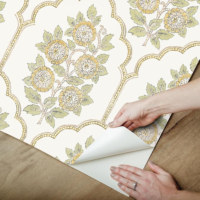 NuWallpaper x Society Social Floral Bazaar Ochre Peel and Stick Wallpaper - Image 8