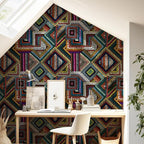 Retro Textured Peel and Stick Wallpaper Geometric Patchwork color Mosaic - Image 5