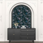 Laatse Vintage Blue Wallpaper Peel and Stick Dark Pink Floral Wallpaper 17.5'' - Image 7
