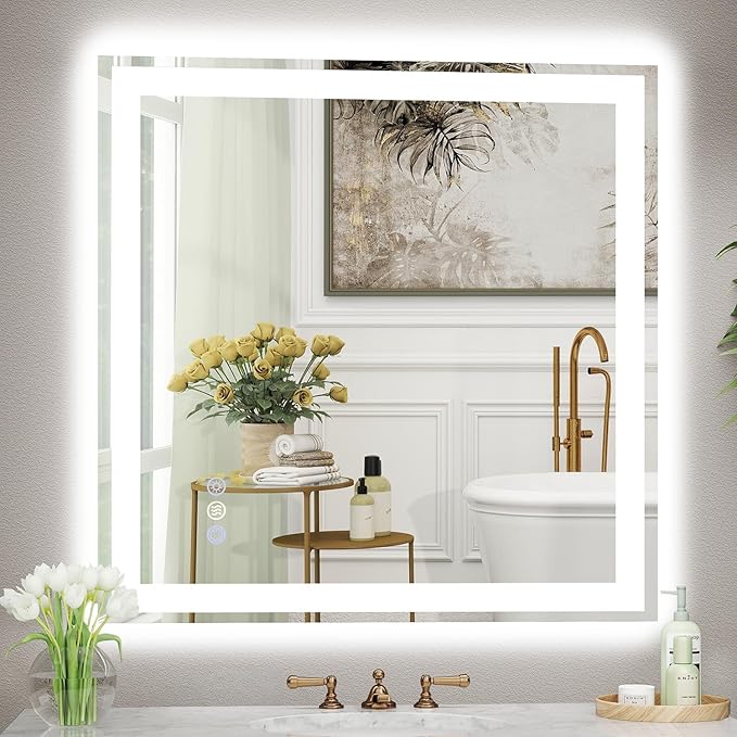 36x36 LED Bathroom Mirror with Lights, Super Bright Front & Backlit Vanity by GreatMirrorTalksItself