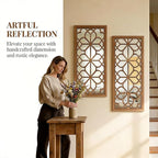 Set of 2 13x30 Inch Large Redbrown Shatterproof Carved Floral Wood Frame Wall - Image 6