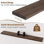 Floating Shelves for Wall Decor, 8 Inch Deep Rustic Solid Elm Wood Floating - Image 5