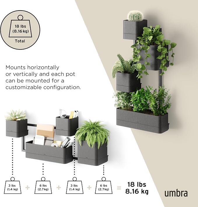 Umbra Cubiko Wall Planter with 4 Lightweight and Durable Pots - Image 6