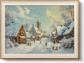 VIYYIEA Winter Framed Wall Art for Living Room, Snow Village Canvas Prints by VIYYIEAART