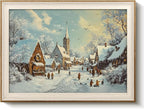 VIYYIEA Winter Framed Wall Art for Living Room, Snow Village Canvas Prints by VIYYIEAART