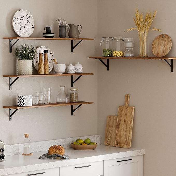 DINZI LVJ Long Wall Shelves, 39.4Inch Wall Mounted Shelves Set of 2, - Image 8
