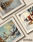 VIYYIEA Winter Framed Wall Art for Living Room, Snow Village Canvas Prints - Image 4