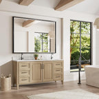 48 x 36 Black Framed Mirror for Bathroom, Beveled Black Bathroom Vanity Mirror - Image 6