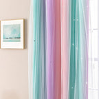 XiDi Curtains for Bedroom Decor, Rainbow Pink Purple Green 34/90/1 - Image 3