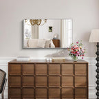 KOCUUY Silver Framed Mirror, HD Tempered Glass, Anti-Rust Frame, Modern Design - Image 2