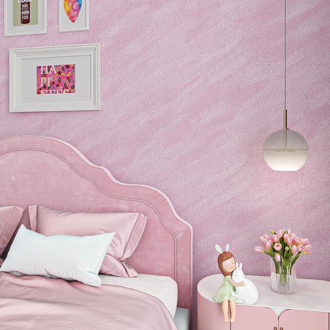 ReWallpaper 30inX16.5ft Peel and Stick Velvet Wallpaper Pink Velvet Flocked by ReWallpaper